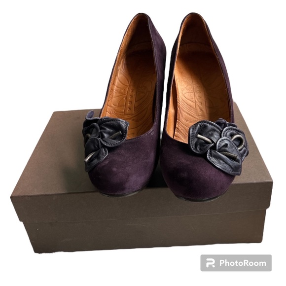 Chie Mihara Florena Platform Pump Floral Bow Grape heels $438 EU 39 US 9.5 - Picture 4 of 10
